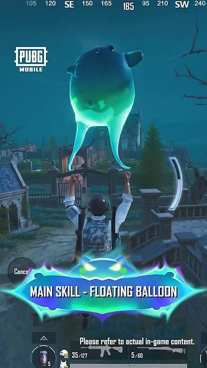PUBG Mobile Ghostie abilities demonstration showing Guardian Shield and Floating Balloon in combat