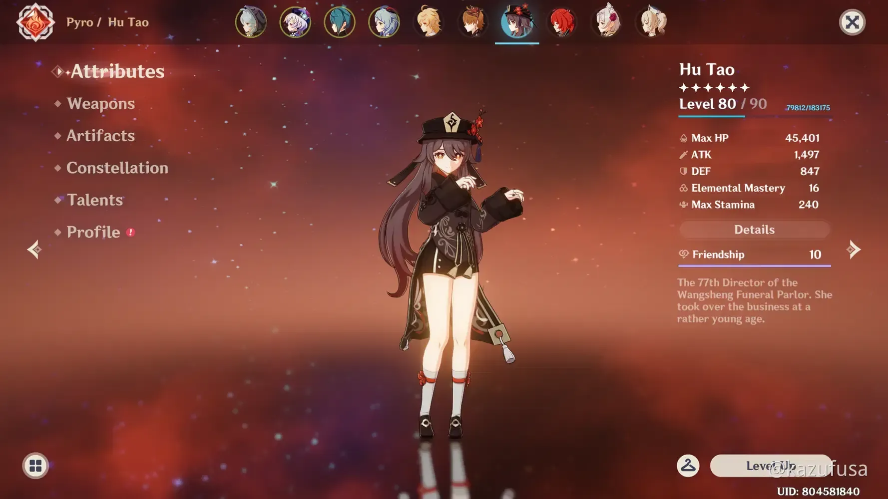 Genshin Impact character ascension screen displaying material requirements across six phases