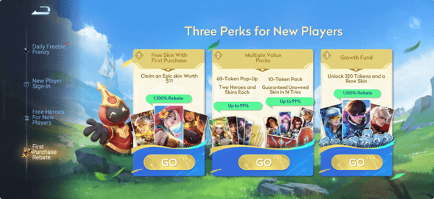 Dunk City Dynasty recharge reward screen displaying token thresholds