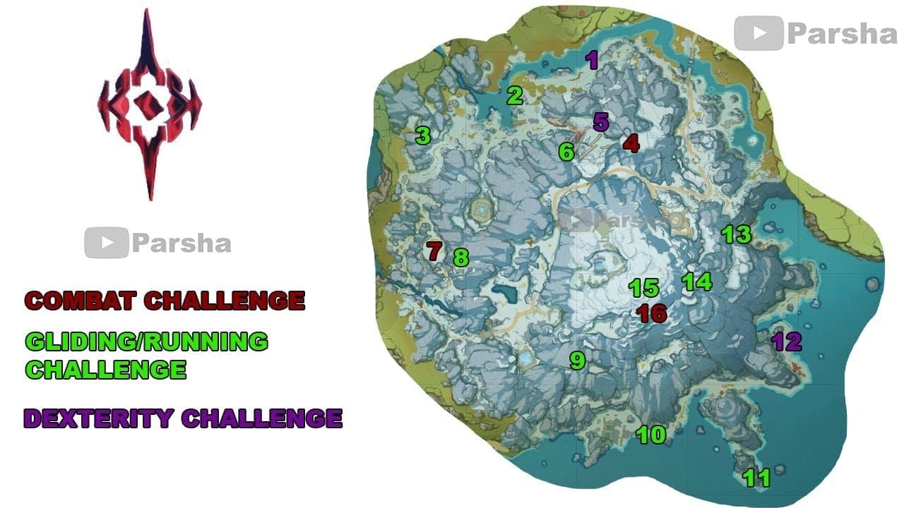 Antarmuka tantangan Lintas Alam Dragonspine di Genshin Impact