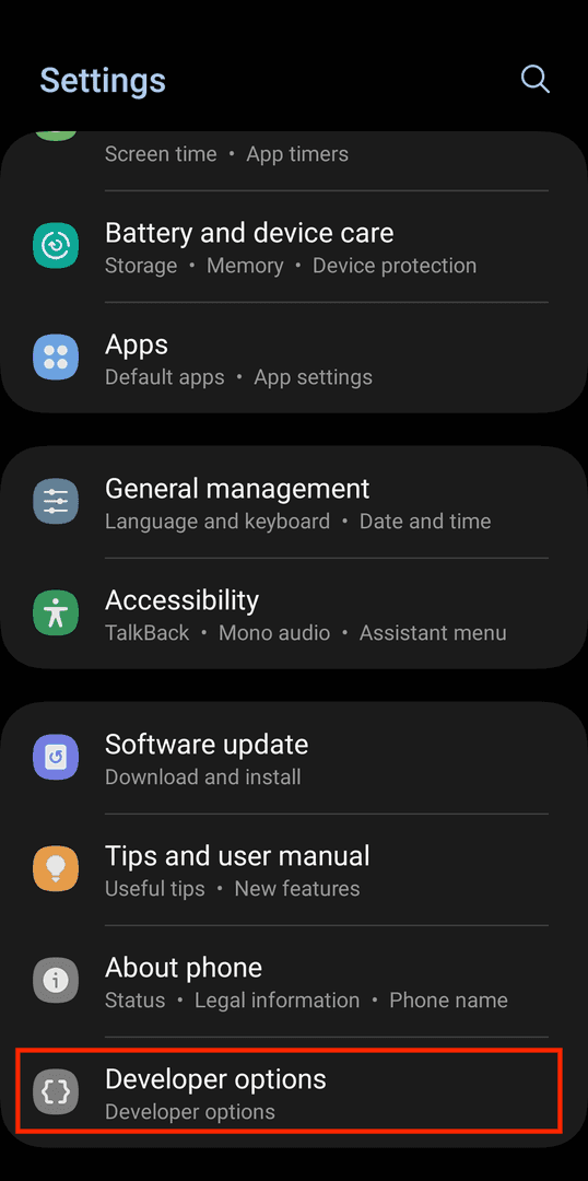 Android developer options interface displaying animation scale and background process settings