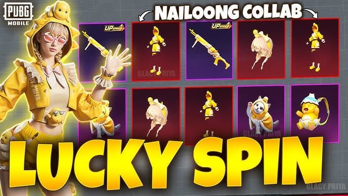 PUBG Mobile Lucky Spin crate interface displaying probability rates for different reward tiers