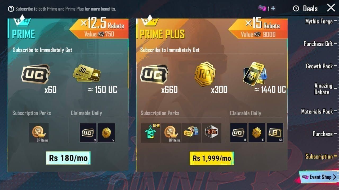 Comparison chart of PUBG Mobile UC purchases showing bonuses and per-UC costs in Winter 2025 event
