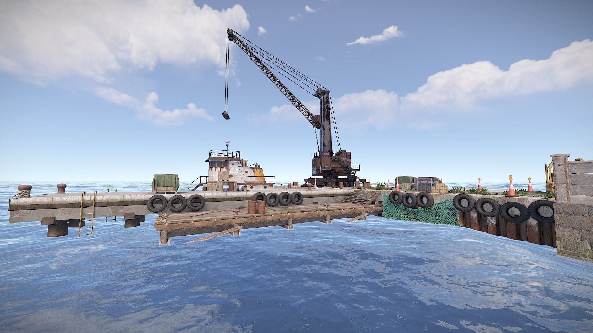 Zona de extracție Port Arena Breakout arătând poziția de lunetist de pe macara cu avantaj tactic elevat