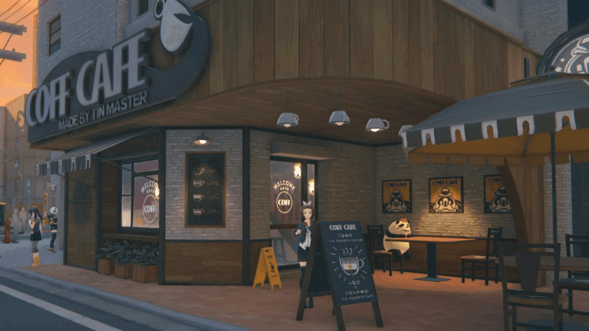 Coff Cafe location in Zenless Zone Zero showing daily coffee purchase for Battery Charge