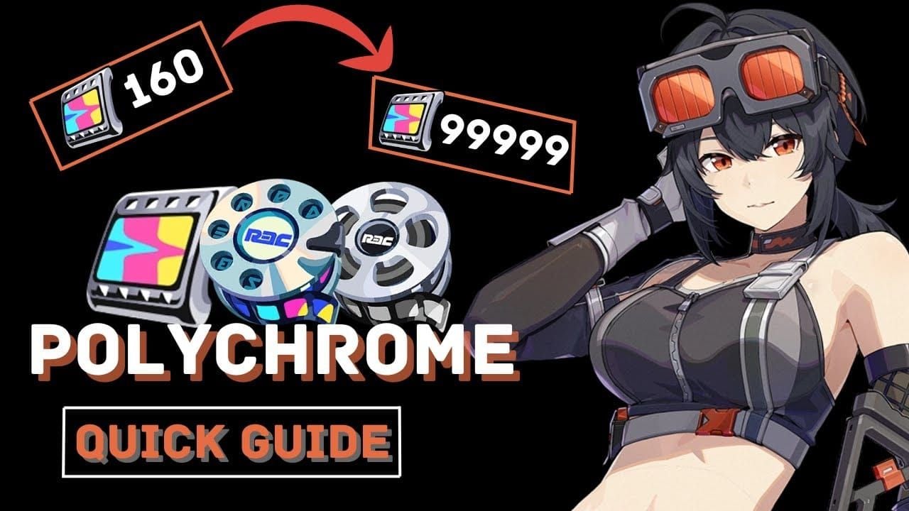 Polychrome farming guide chart showing daily and weekly free pull sources in Zenless Zone Zero