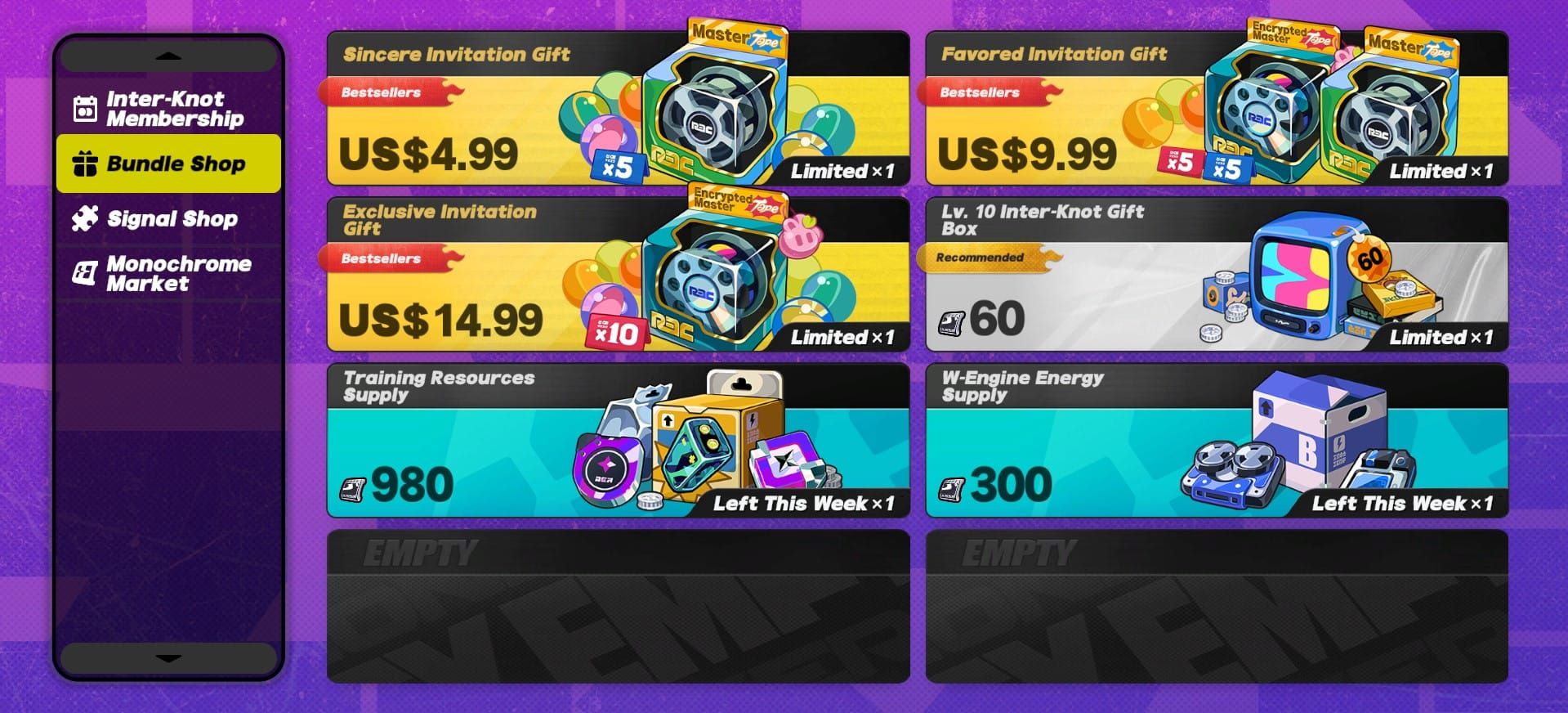Zenless Zone Zero in-game shop and top-up interface navigation