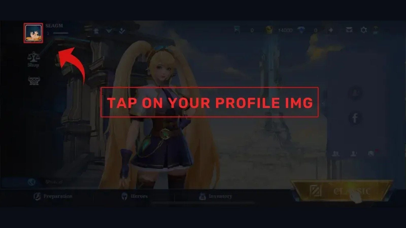 วิธีดู Player ID ใน MLBB: แตะที่ไอคอนโปรไฟล์ในหน้าล็อบบี้