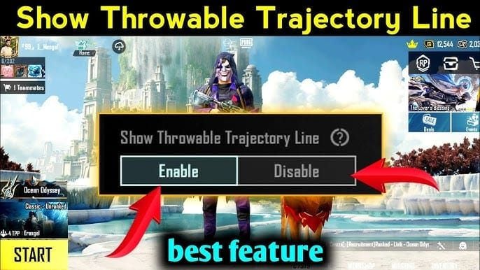 PUBG Mobile free-look feature for mortar trajectory calculation