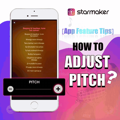 Clipe animado do controle de pitch aumentando no aplicativo StarMaker, de um tutorial oficial de 2019