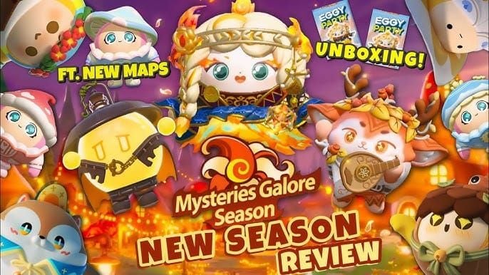 Eggy Party Season Mystery Box interface displaying drop rates and probability percentages