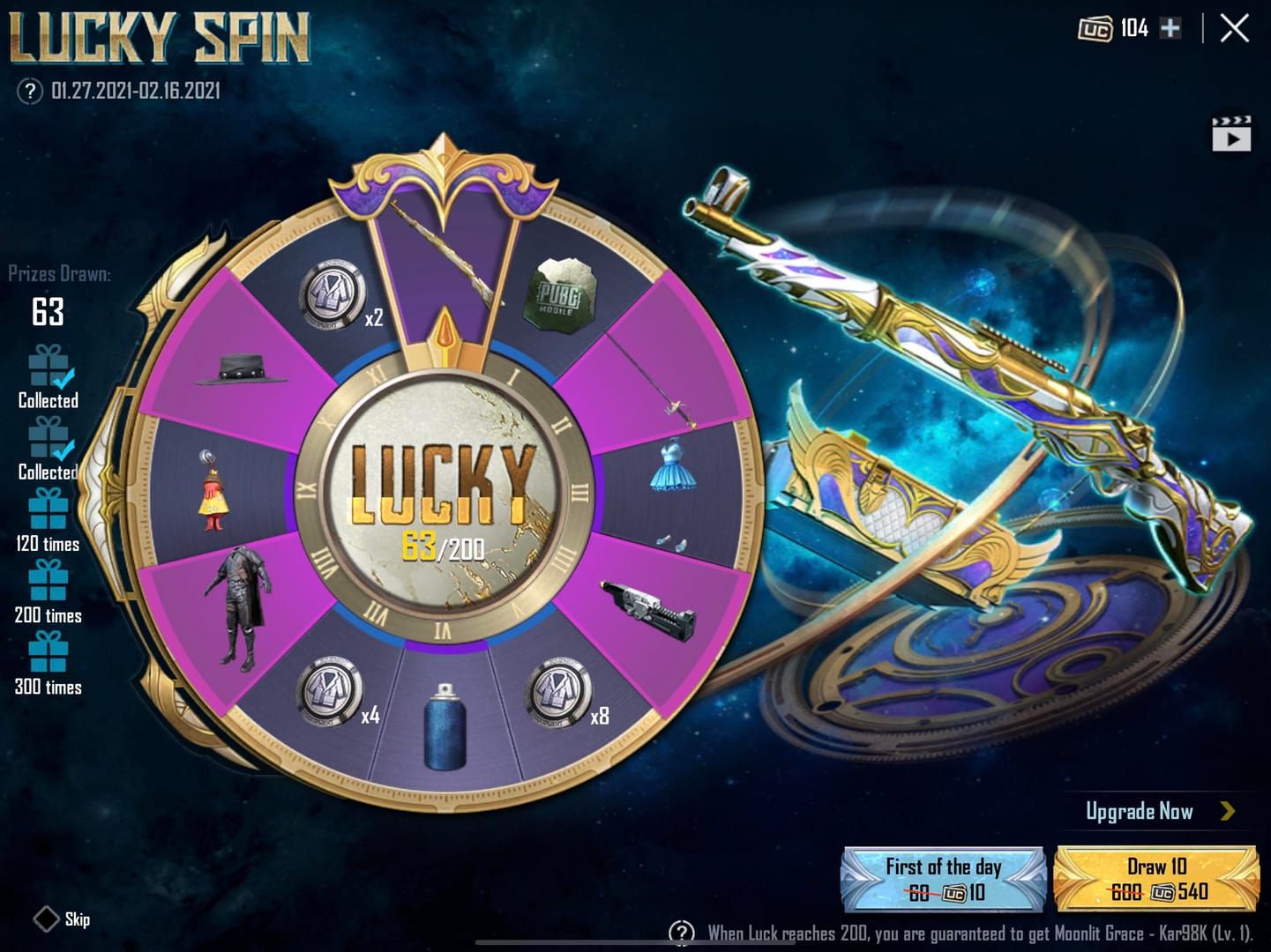 PUBG Mobile Lucky Spin interface for Peaky Blinders event with Lucky Coins and items