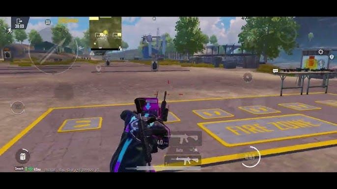 PUBG Mobile training ground scene with M416 weapon for sensitivity testing