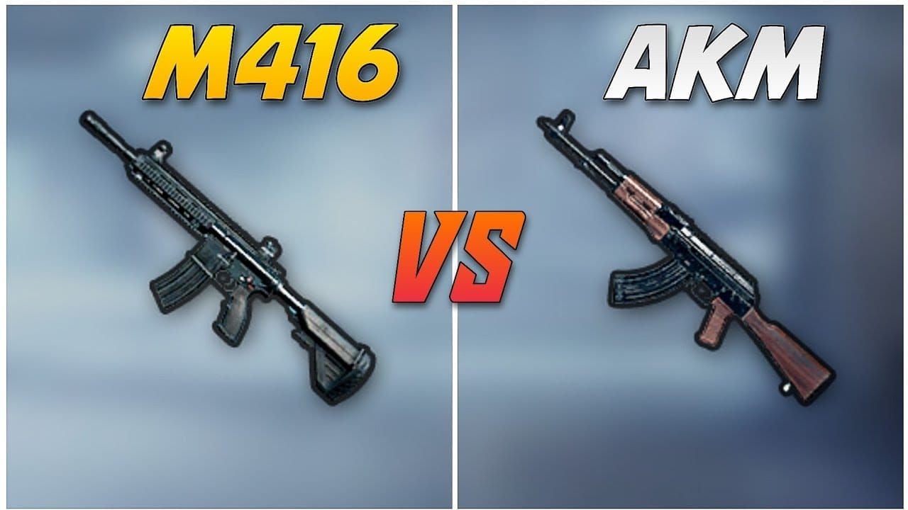Comparison between M416 and AKM recoil patterns in PUBG Mobile showing different spray patterns
