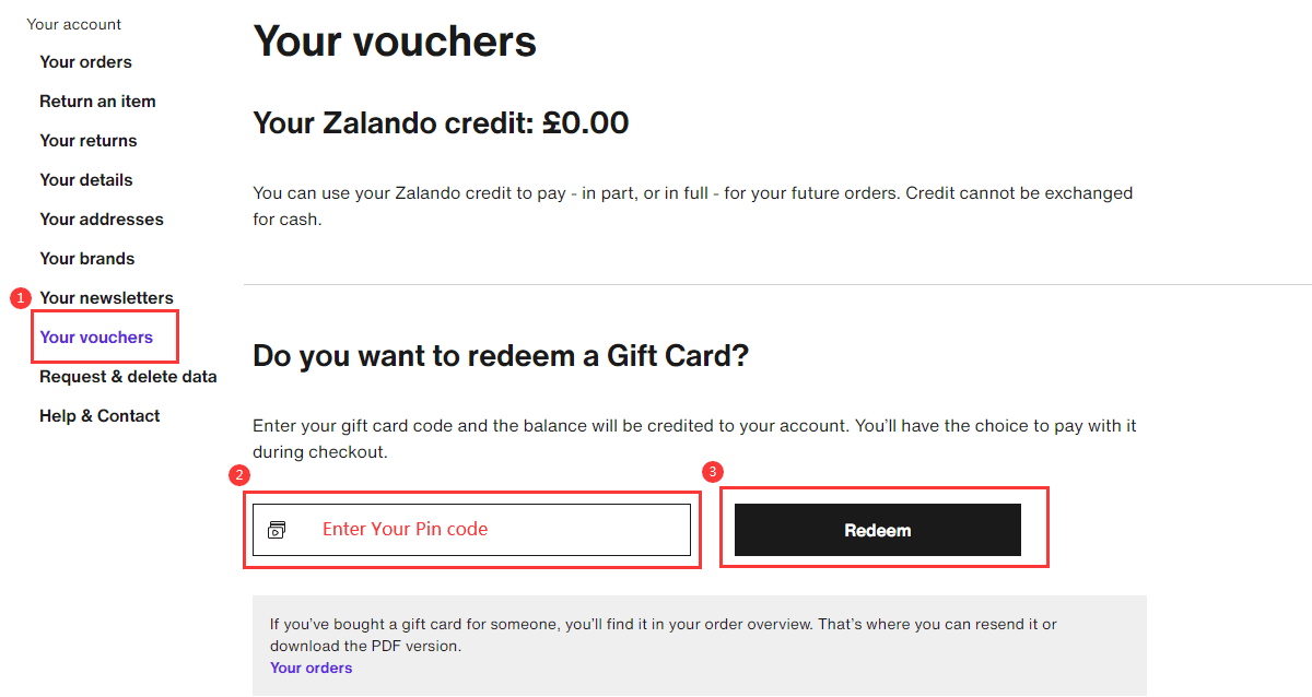 How to recharge Zalando Gift Card (UK)