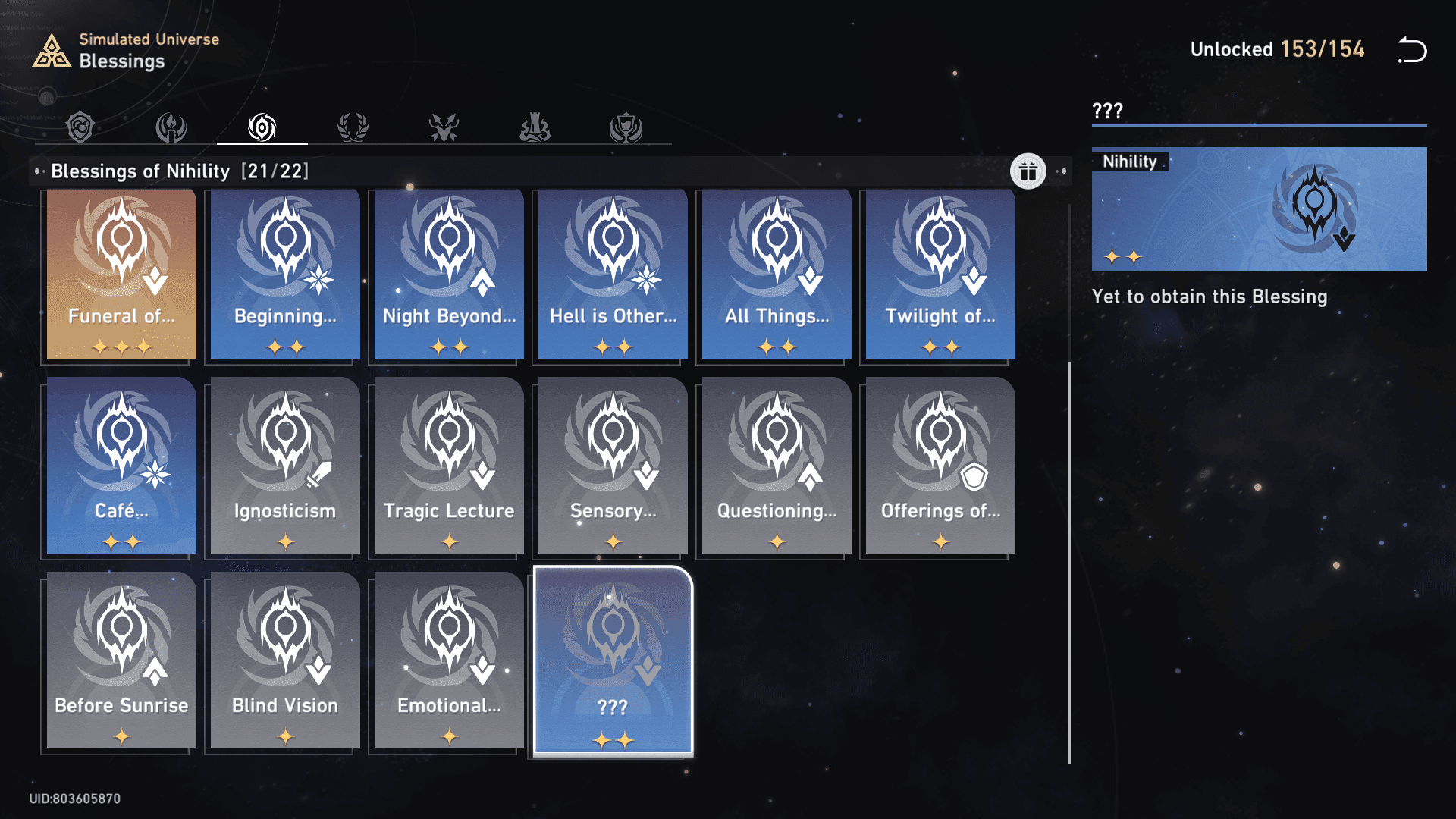 Berkah bintang 3 jalur Honkai Star Rail Nihility termasuk Why Hasn't Everything Already Disappeared dan Funeral of Sensory Pursuivant