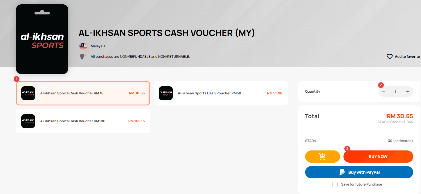 How to recharge Al-ikhsan Sports Cash Voucher (MY)