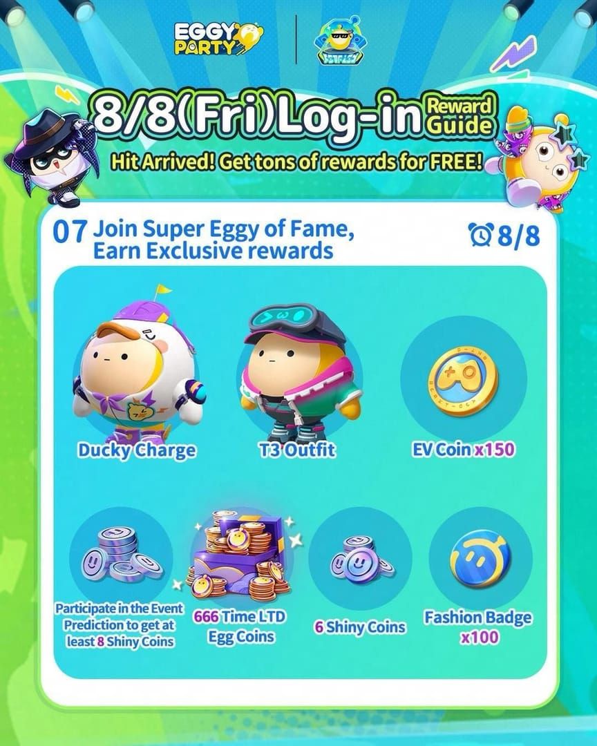 Eggy Party Eggy Coins daily login reward guide visual