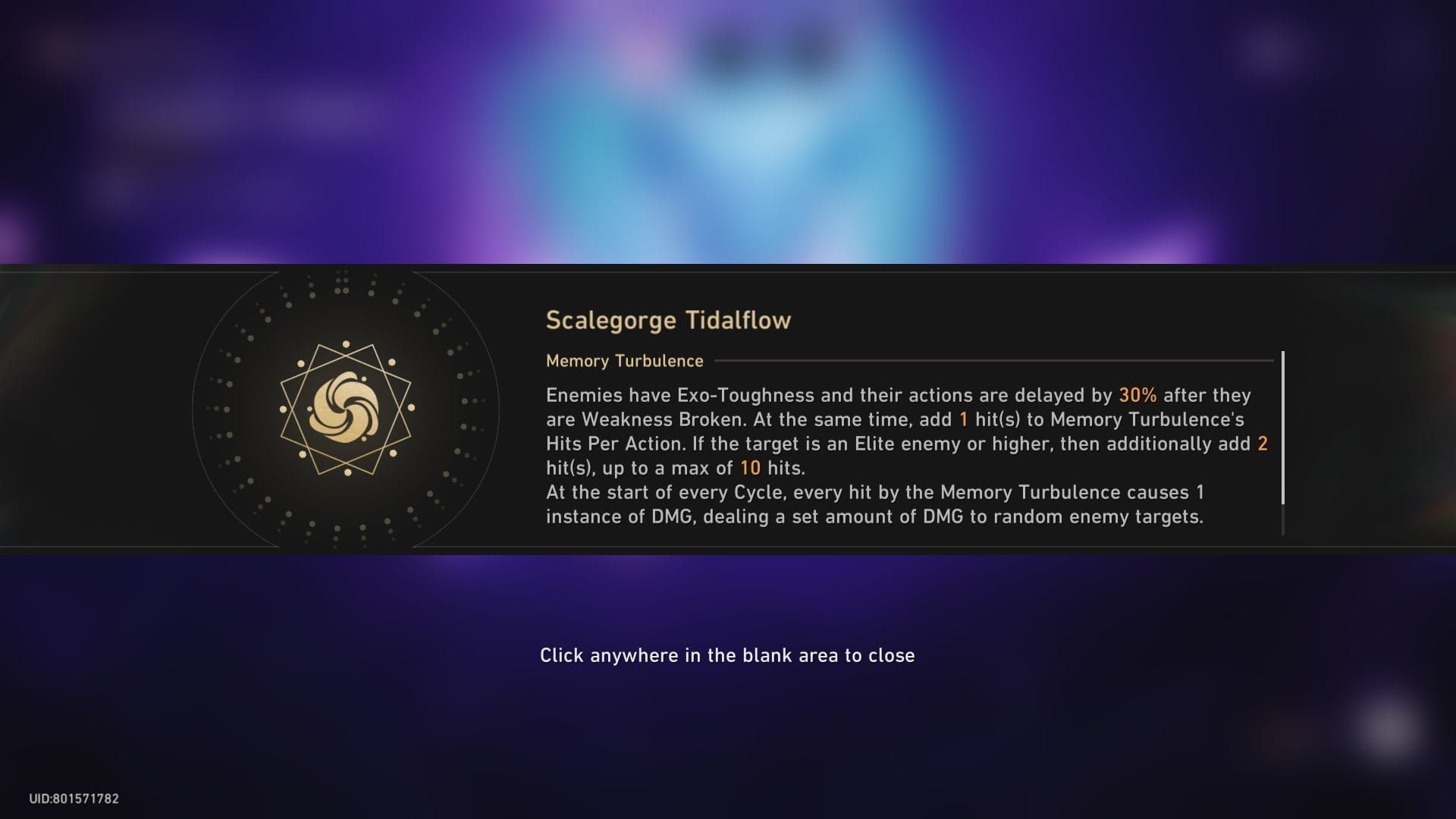 टर्बुलेंस प्रभाव और साइकिल मैकेनिक्स दिखाते हुए मेमोरी ऑफ कैओस इंटरफ़ेस