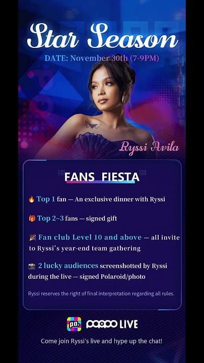 Panduan tingkat pencapaian keintiman Poppo Live Ryssi Fiesta