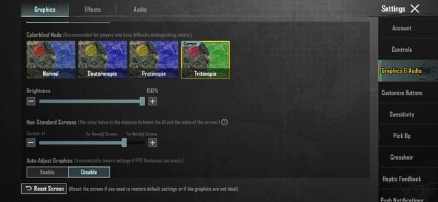 PUBG Mobile graphics settings on Samsung Galaxy device displaying high frame rate options