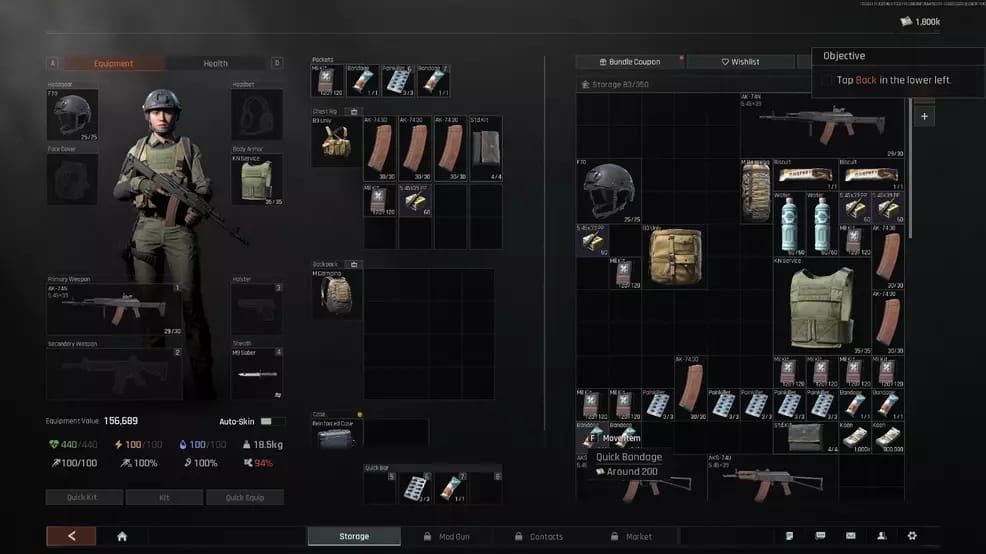 Arena Breakout Warlord Tournament pre-match loadout intel screen displaying squad gear values