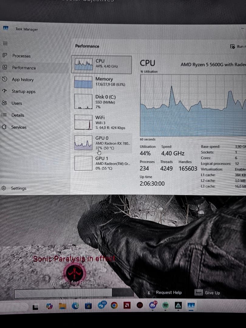 Delta Force gameplay screenshot op een GTX 960 equivalent op 1080p low settings met 45-60 FPS prestaties