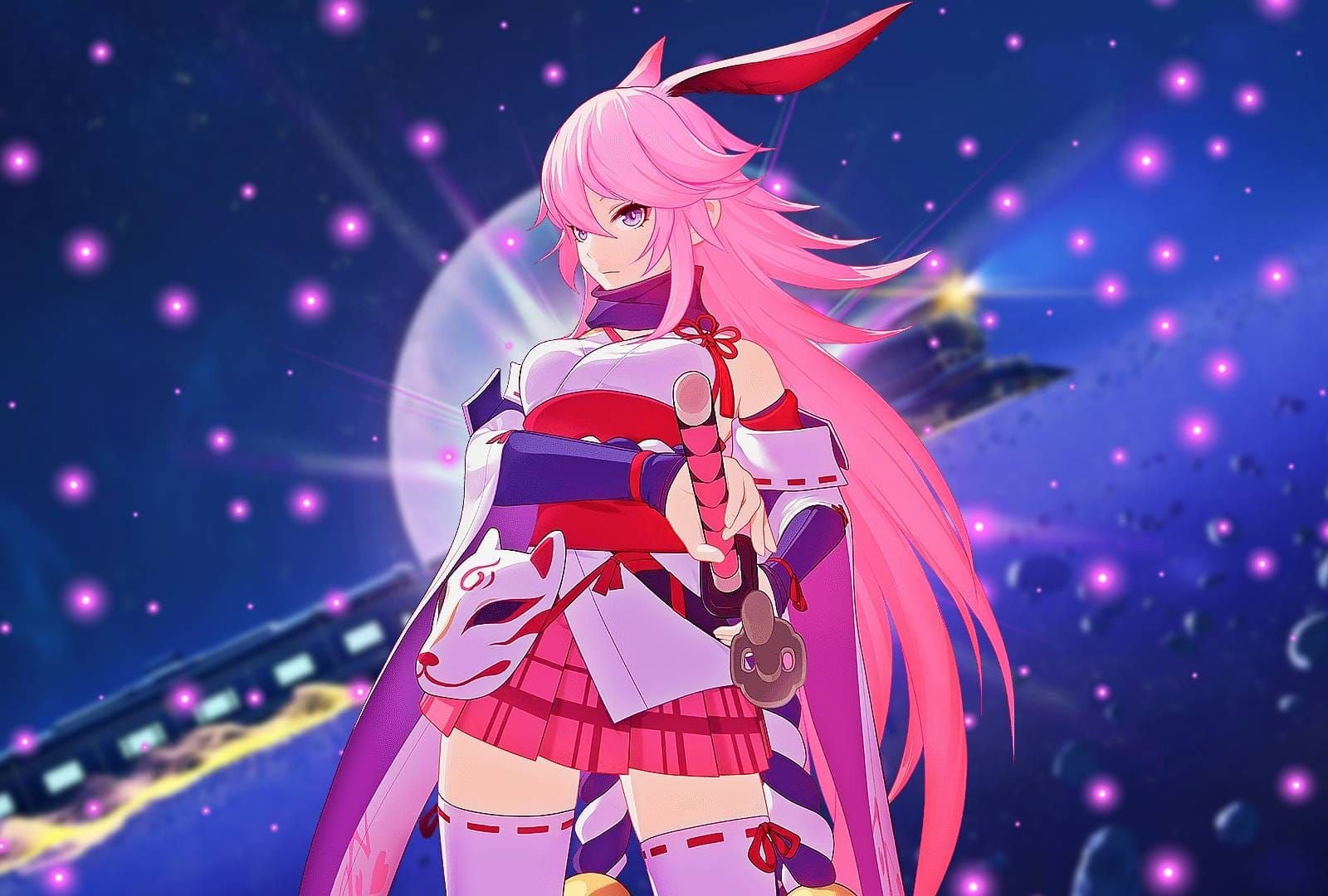 होनकाई स्टार रेल से SP स्पार्कल हनामी कैरेक्टर आर्टवर्क जिसमें इलेशन पाथ DPS कैरेक्टर दिखाया गया है