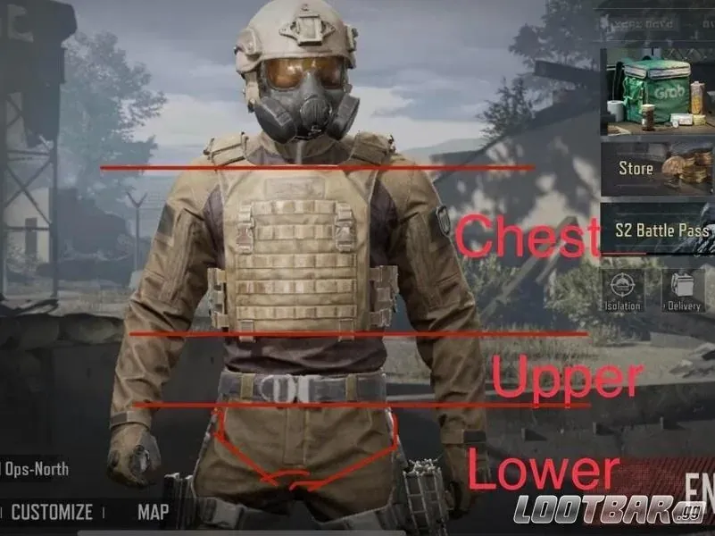 Arena Breakout SEK T4 pantser met vest en helm opstelling