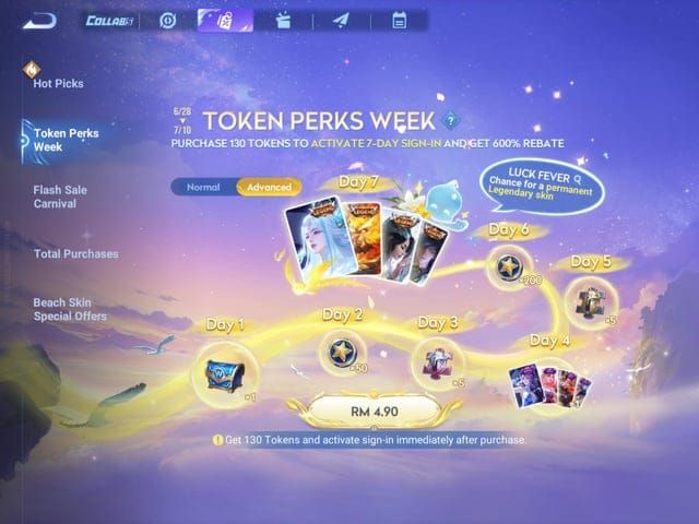 Honor of Kings daily token earning guide showing login and match completion rewards