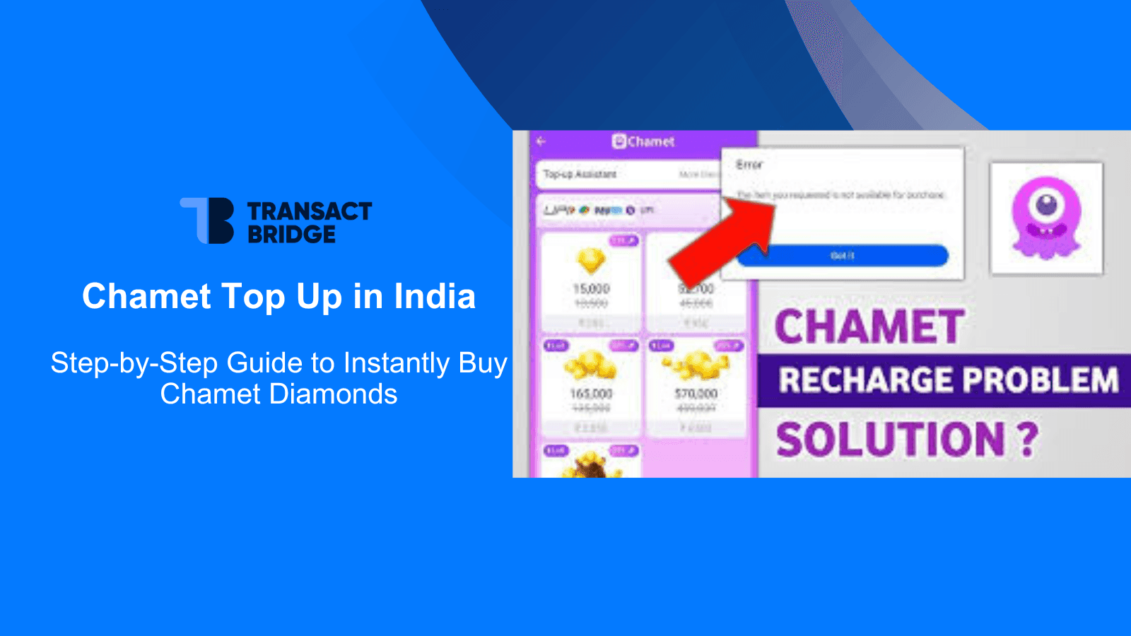 Chamet app tutorial showing how to navigate to diamond recharge section