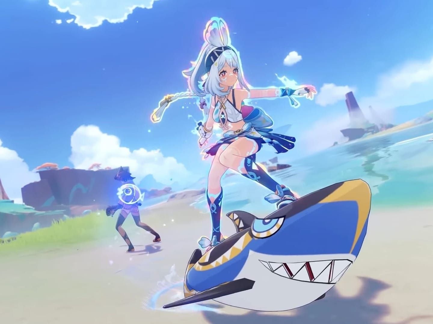 瑪拉妮在納塔岩漿流上衝浪並處於夜魂加持狀態的截圖