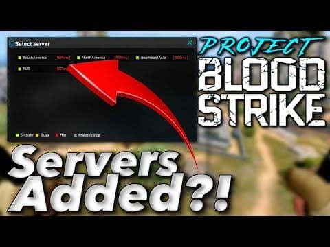 Antarmuka pemilihan server Blood Strike menampilkan nilai ping untuk berbagai wilayah