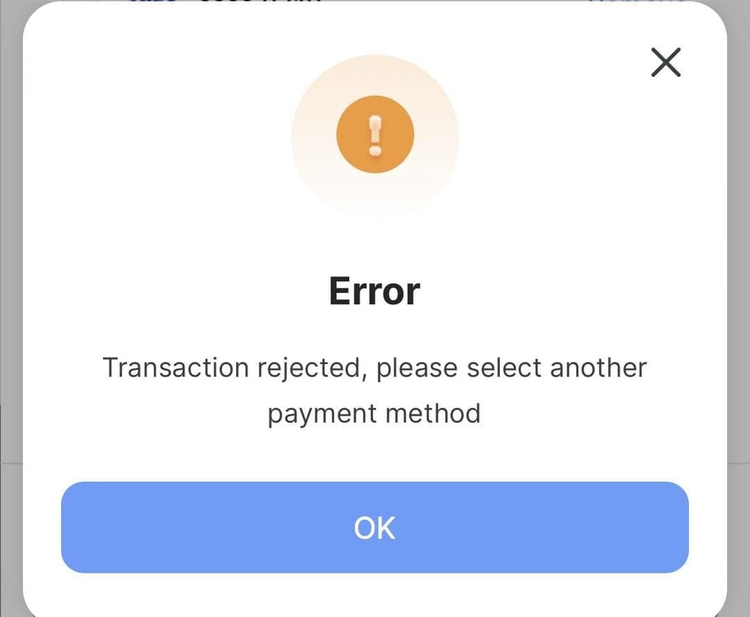 Honkai Star Rail payment error or failed transaction screen