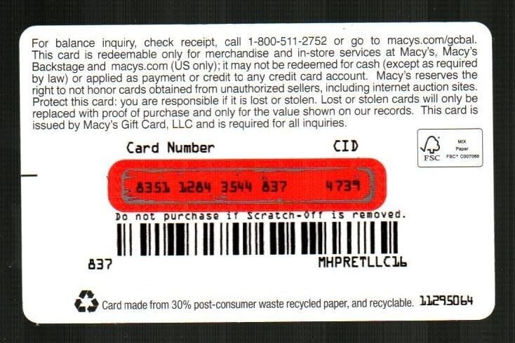 How to recharge Macy's Gift Card (US)