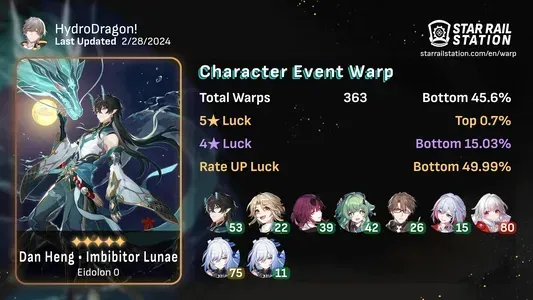 Honkai Star Rail warp records menu interface showing pull history