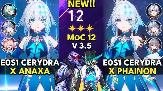 Optimal team composition featuring Phainon as main DPS with Cerydra, Sunday, and Bronya as support characters