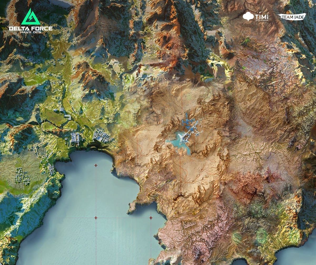 Delta Force Ahsarah map showing Peace Apple spawn locations in Monument pyramid gardens and Zero Dam structures