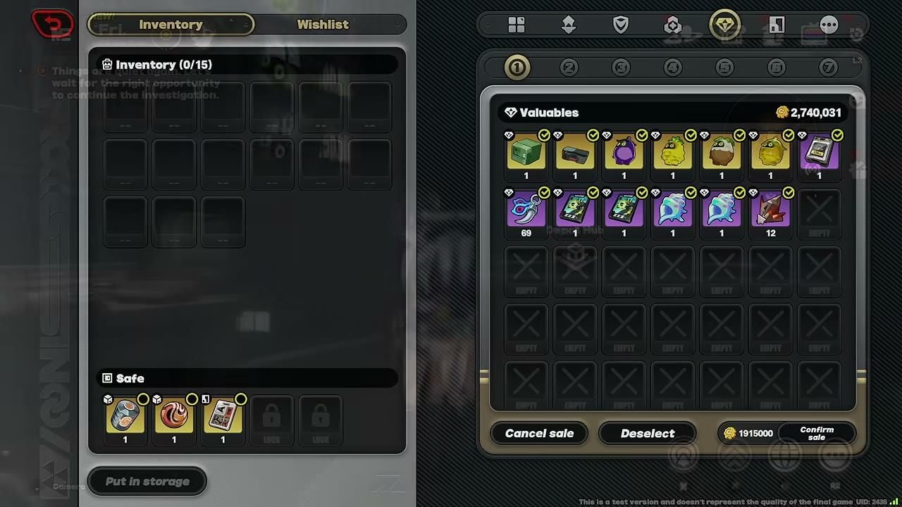 Interface de vente d'objets de valeur et de stockage sécurisé de l'Opération Bagel