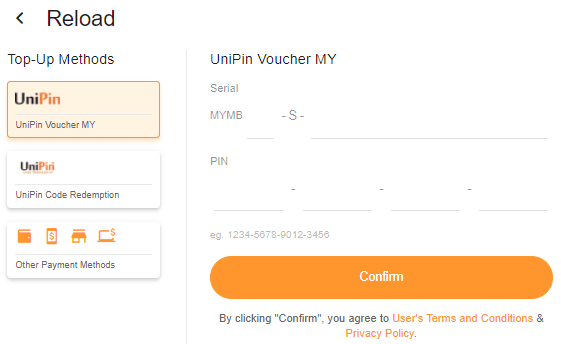 UniPin Voucher MY 5 Ringgit card tier