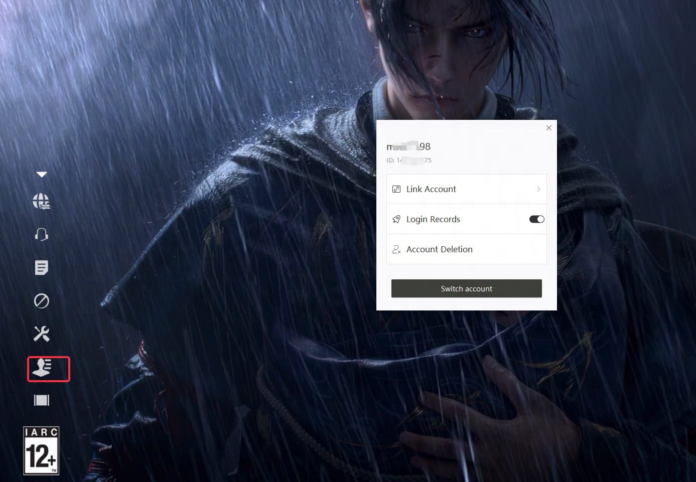 Menu Pengaturan Where Winds Meet yang menunjukkan antarmuka penautan akun User Center untuk Steam dan PC
