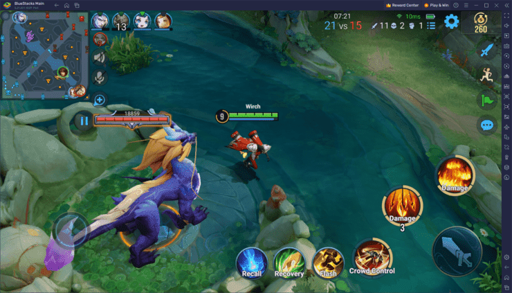 Honor of Kings map showing Dragon objective location and team positioning