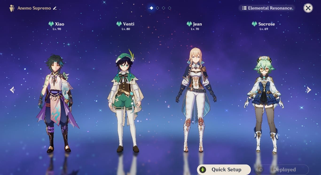 Xiao hypercarry team composition with Jean, Bennett, and Zhongli