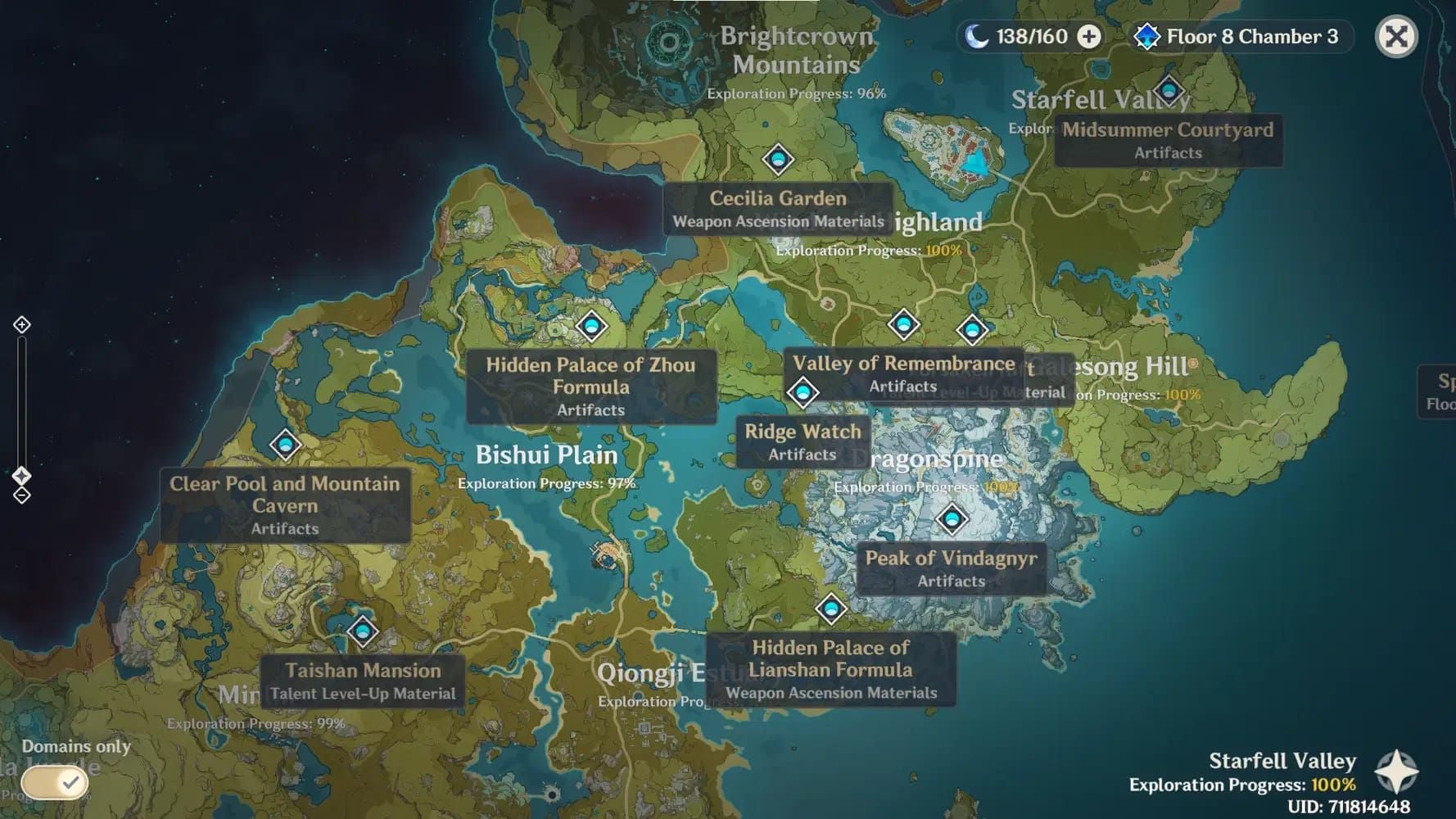 Mapa domeny Skarby Księżycowego Dziecka w regionie Nod-Krai w Genshin Impact