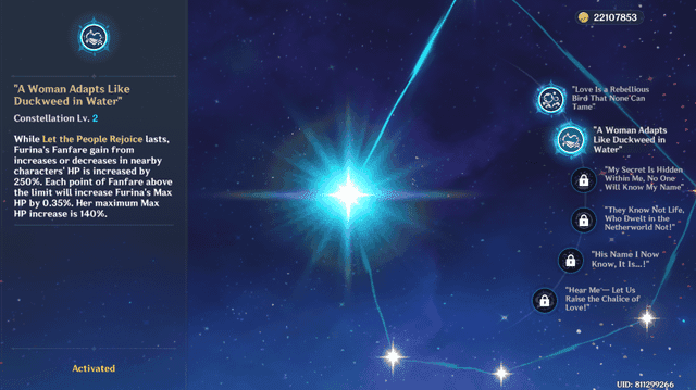 Furinas C2-Konstellations-Interface zeigt verbesserte Fanfare-Mechaniken