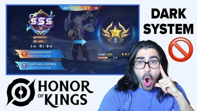 Honor of Kings post-match screen displaying SSS performance rating with detailed statistics