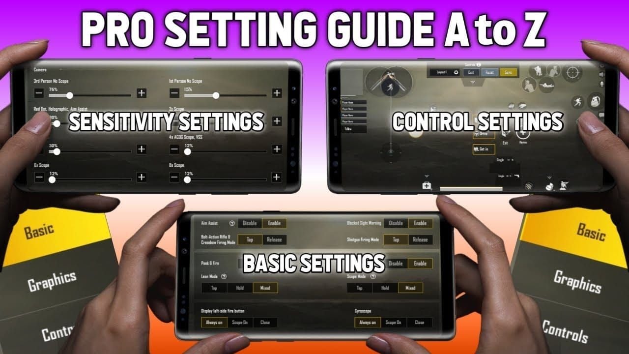 Professional PUBG Mobile player sensitivity settings comparison chart