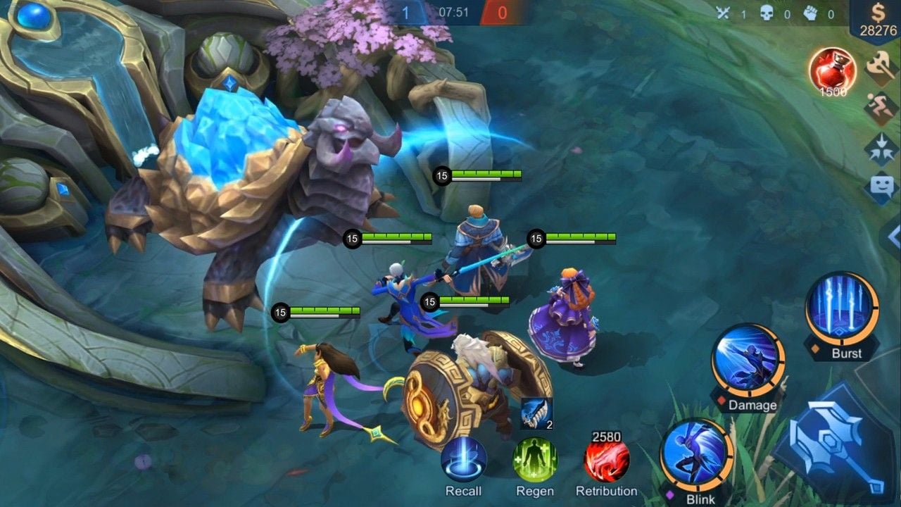 Mobile Legends 控制設定 HUD，包含搖桿、技能按鈕與懲戒