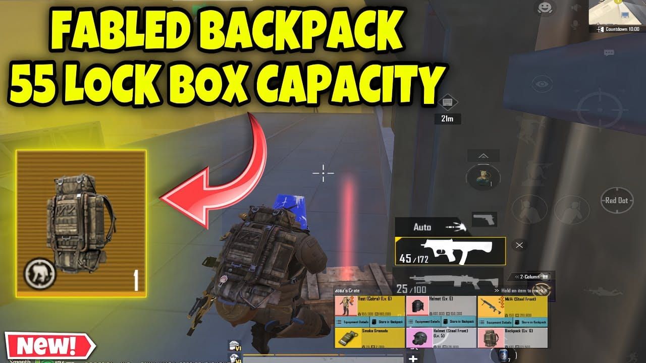 PUBG Mobile Metro Royale Lock Box interface displaying insurance inventory management with high-value items