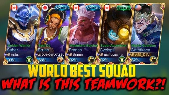 Mobile Legends: Bang Bang 团队阵容展示了经济型英雄在战斗中协同作战